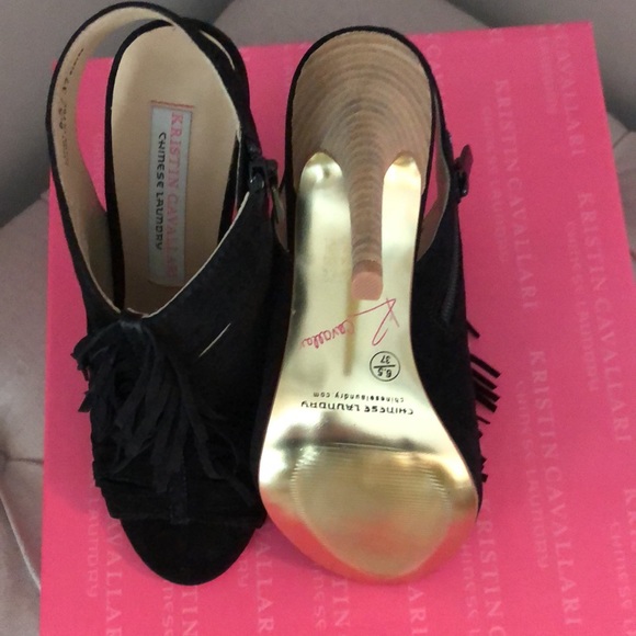 Kristin Cavallari x Chinese Laundry Lindy Kid Suede Black Heel Size 6.5 - Picture 9 of 11